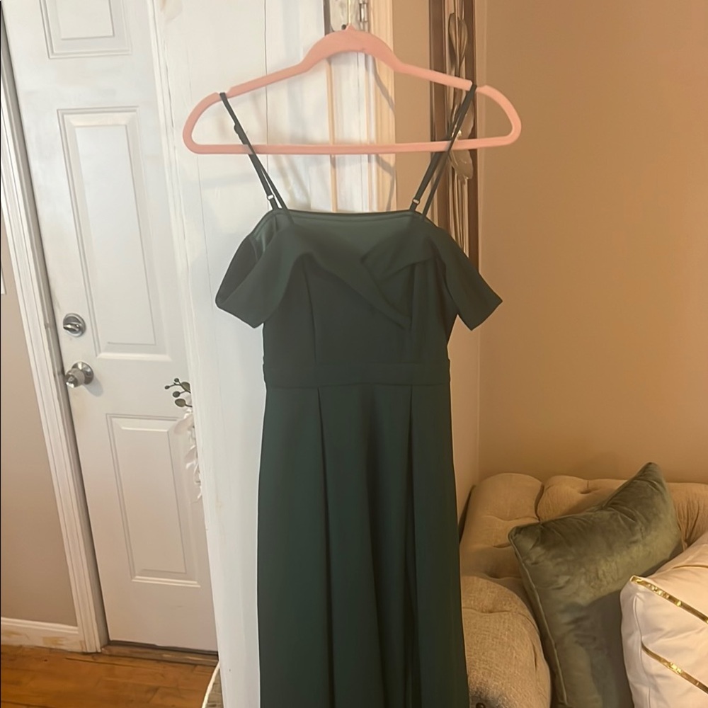 Elegant Dark Green Off-Shoulder Dress